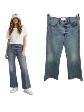 The Great. The Kick Bell Jean Size 30 Cliff Wash High Waist Wide Leg